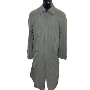 London Fog Men's Trench Coat Sz 42/L Gray Button Down Removable Lining Overcoat